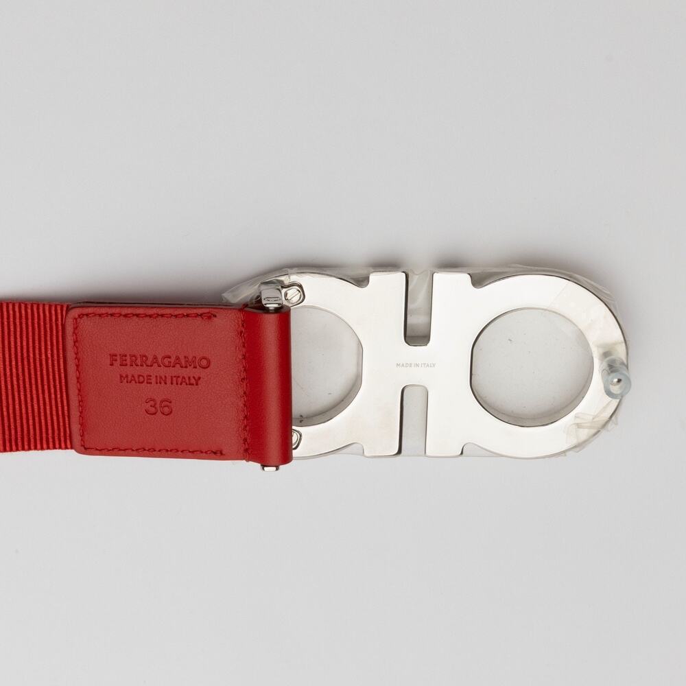 Ferragamo Men's Double Gancini Webbed Fabric Belt 36 - Picture 4 of 7